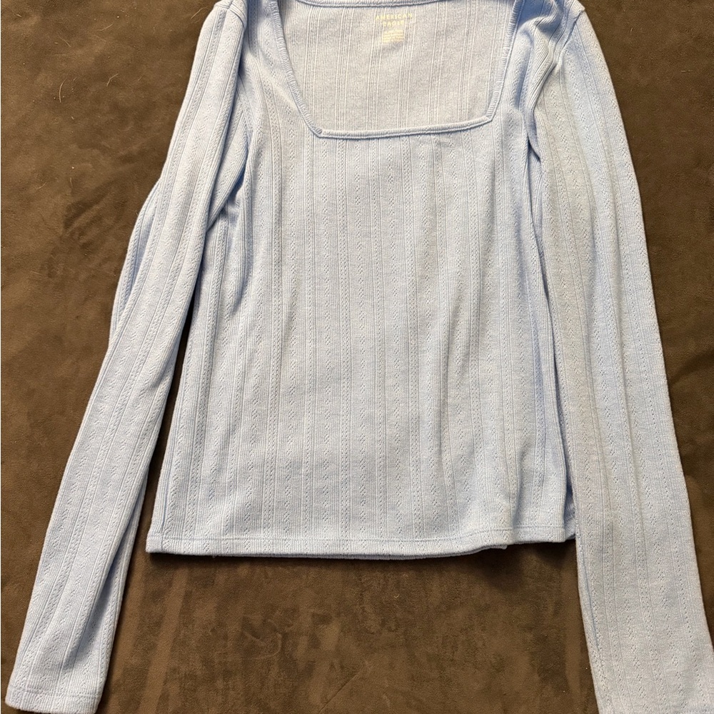 American Eagle Outfitters Light Blue Long Sleeve Top